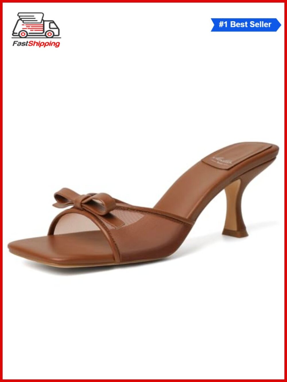 ✨ Kitten Heels Round Toe Bow Vintage Mules Slip On Stiletto Backless Sandals
